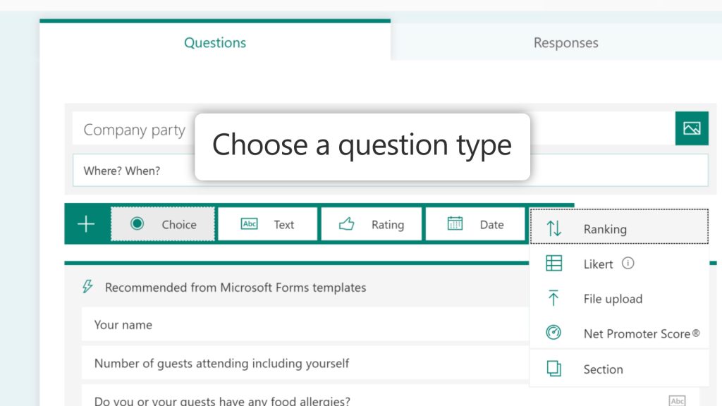 microsoft forms question adding
