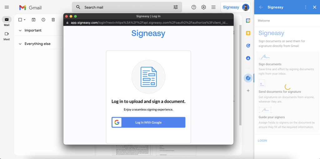signeasy load document tab