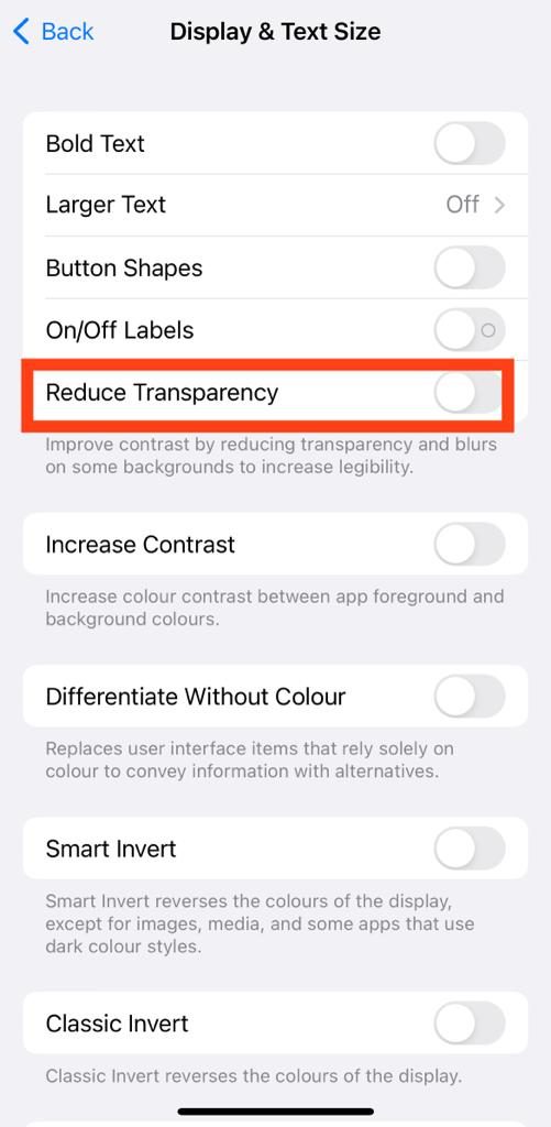Reduce transparency