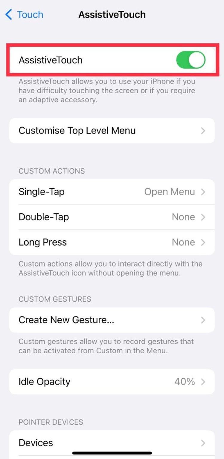 how to disable iphone screen touch