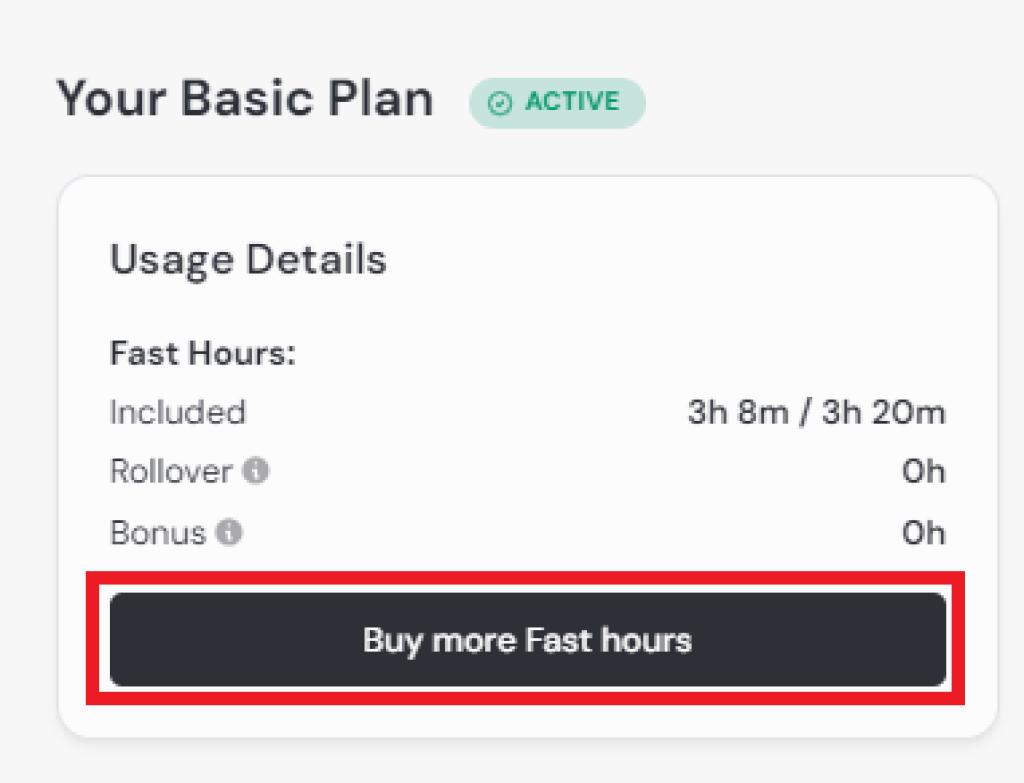 Buy more Fast Hours