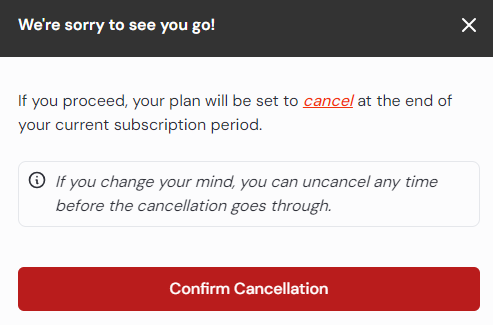 Cancel message