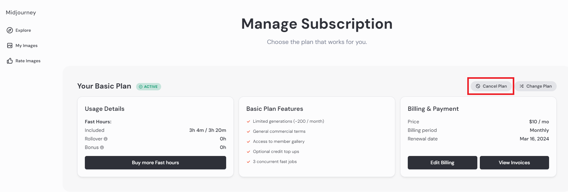 Manage Subscription