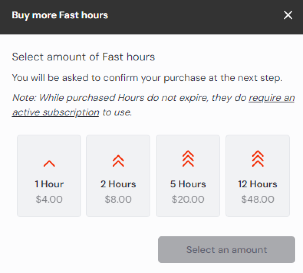 Select fast hours
