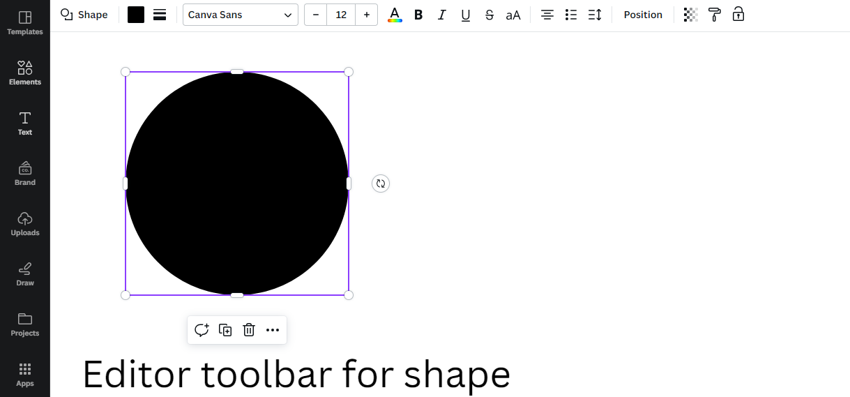 Editor tool bar - shape