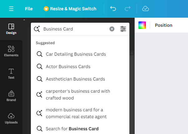 Search for business card