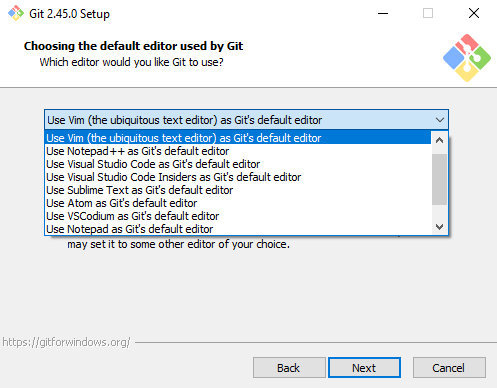 Select the default editor