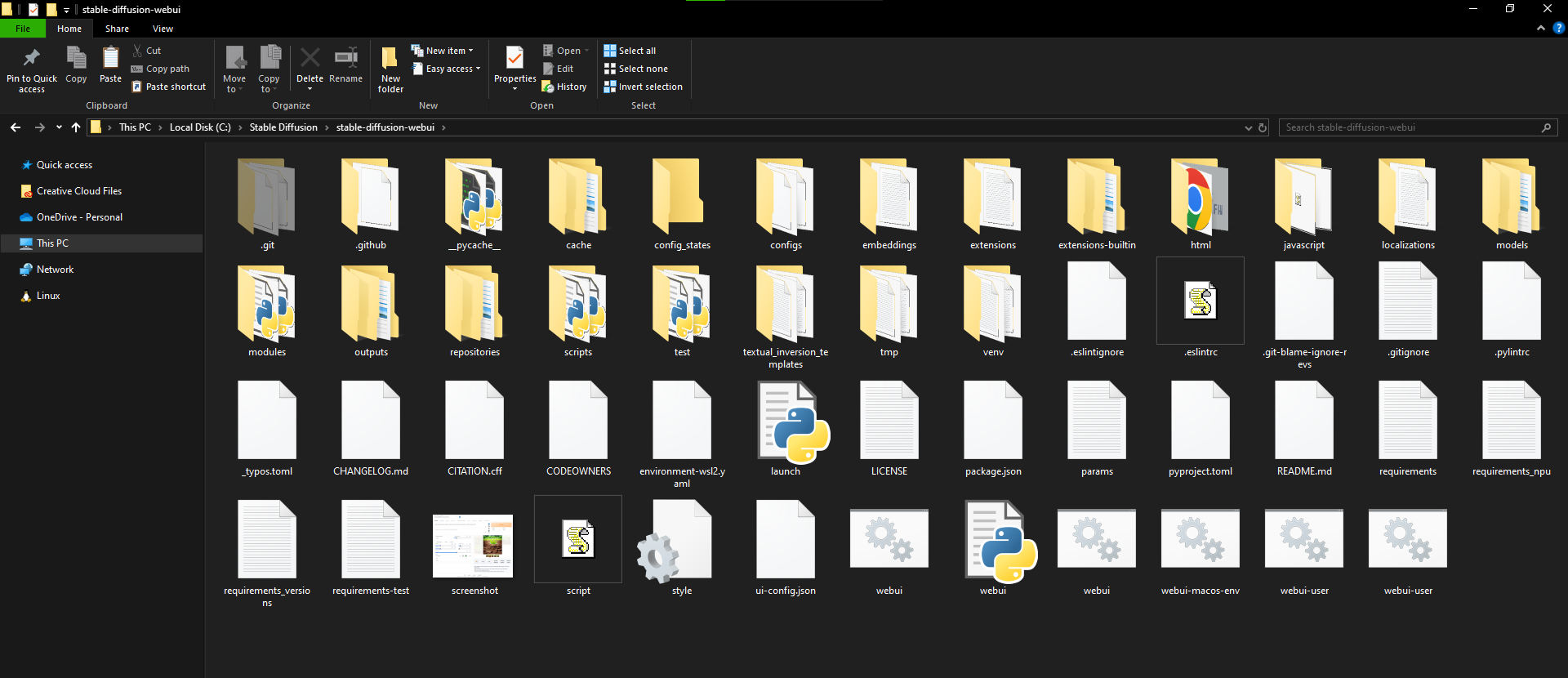 Stable Diffusion root folder on Windows