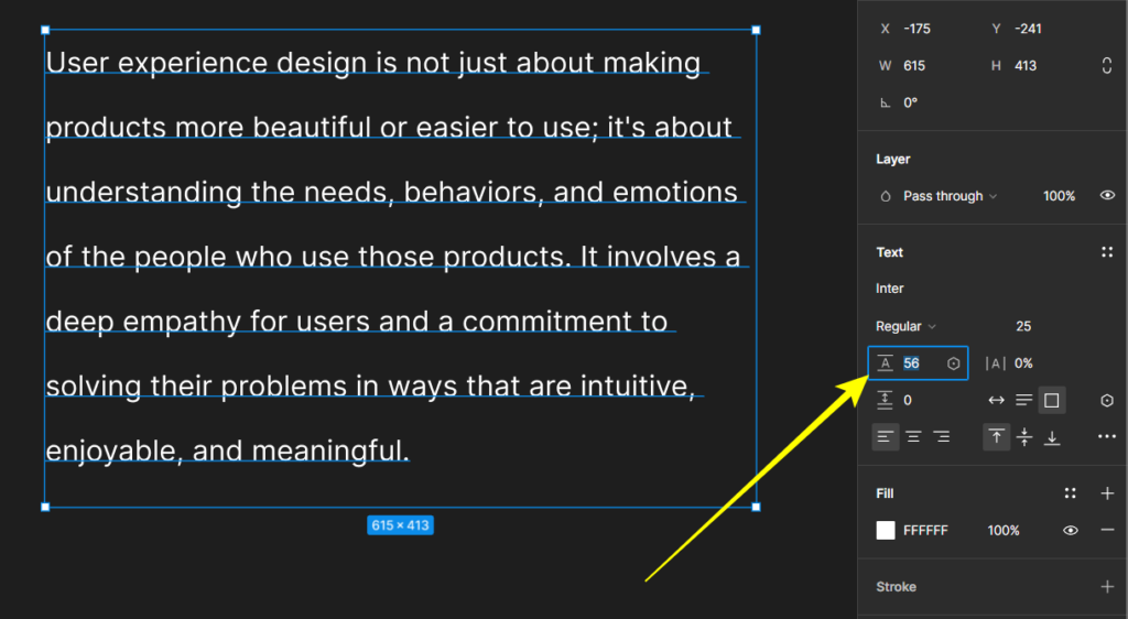 Enter line spacing value