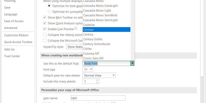 How to Change the Default Font in Excel?
